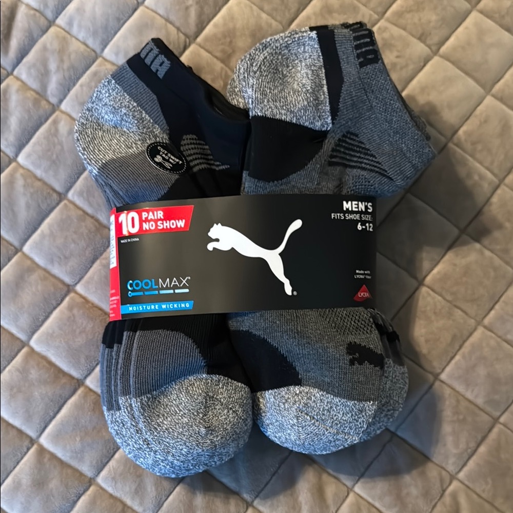 Puma Black and Gray Athletic Socks Performance Pack